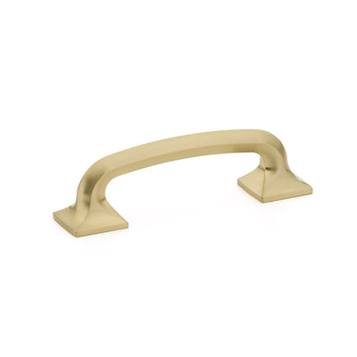 Schaub Northport Square Base 3-1/2" C-C Pull, Square Base in Signature Satin Brass