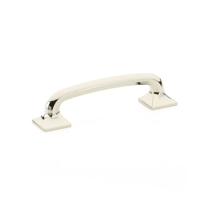 Schaub Northport Square Base 4" C-C Pull, Square Base in Polished Nickel