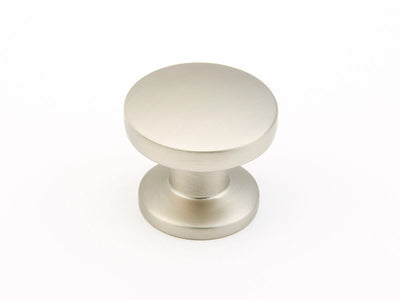 Schaub Northport Round Base 1-3/8" Smooth Round Knob in Satin Nickel