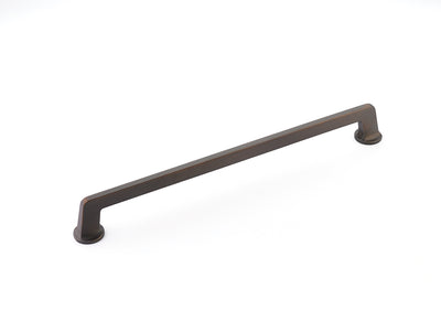 Schaub Northport Round Base 15" C-C Appliance Pull, Round Base in Ancient Bronze