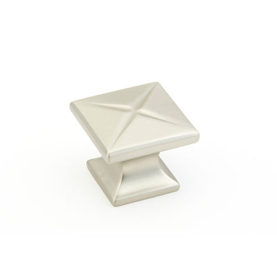 Schaub Northport Square Base 1-3/8" Square Knob in Satin Nickel