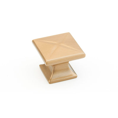 Schaub Northport Square Base 1-3/8" Square Knob in Brushed Bronze