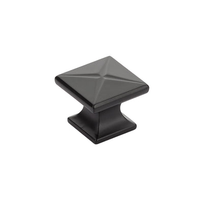Schaub Northport Square Base 1-3/8" Square Knob in Matte Black