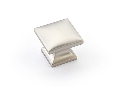 Schaub Northport Square Base 1-3/8" Smooth Square Knob in Satin Nickel