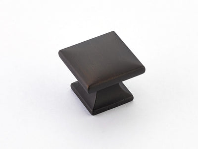 Schaub Northport Square Base 1-3/8" Smooth Square Knob in Ancient Bronze