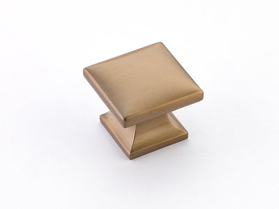 Schaub Northport Square Base 1-3/8" Smooth Square Knob in Brushed Bronze