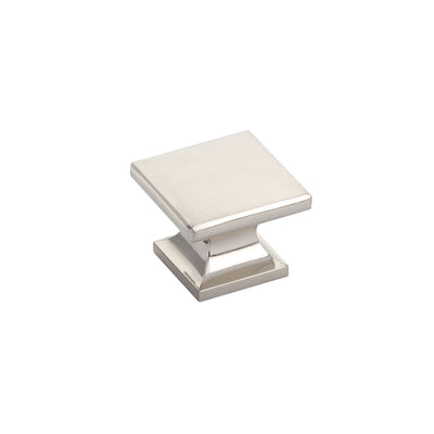 Schaub Northport Square Base 1-3/8" Smooth Square Knob in Brushed Nickel