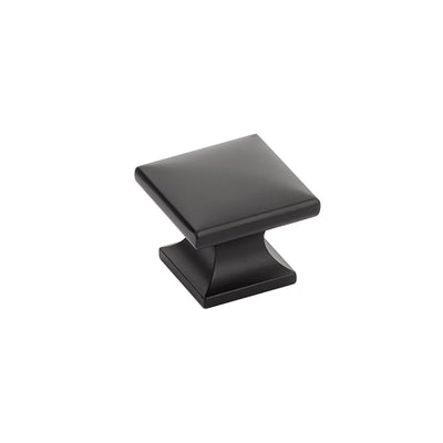 Schaub Northport Square Base 1-3/8" Smooth Square Knob in Matte Black