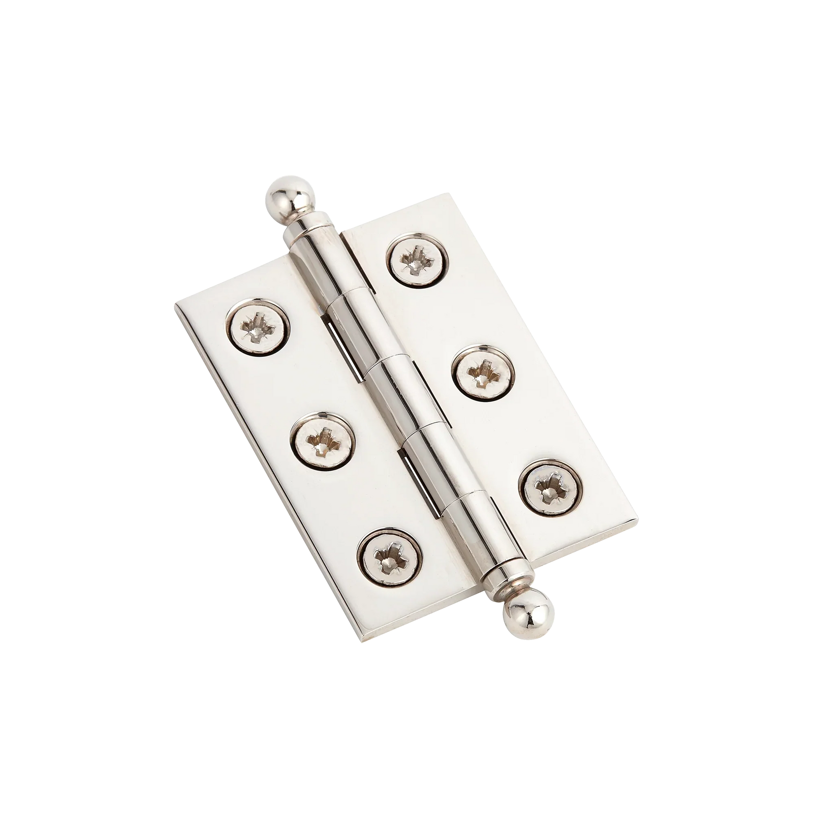 Armac Martin 2300 (Pair of) Brass Hinge with Ball Finials and Pozi Screws in 50mm / Polished Nickel Plate