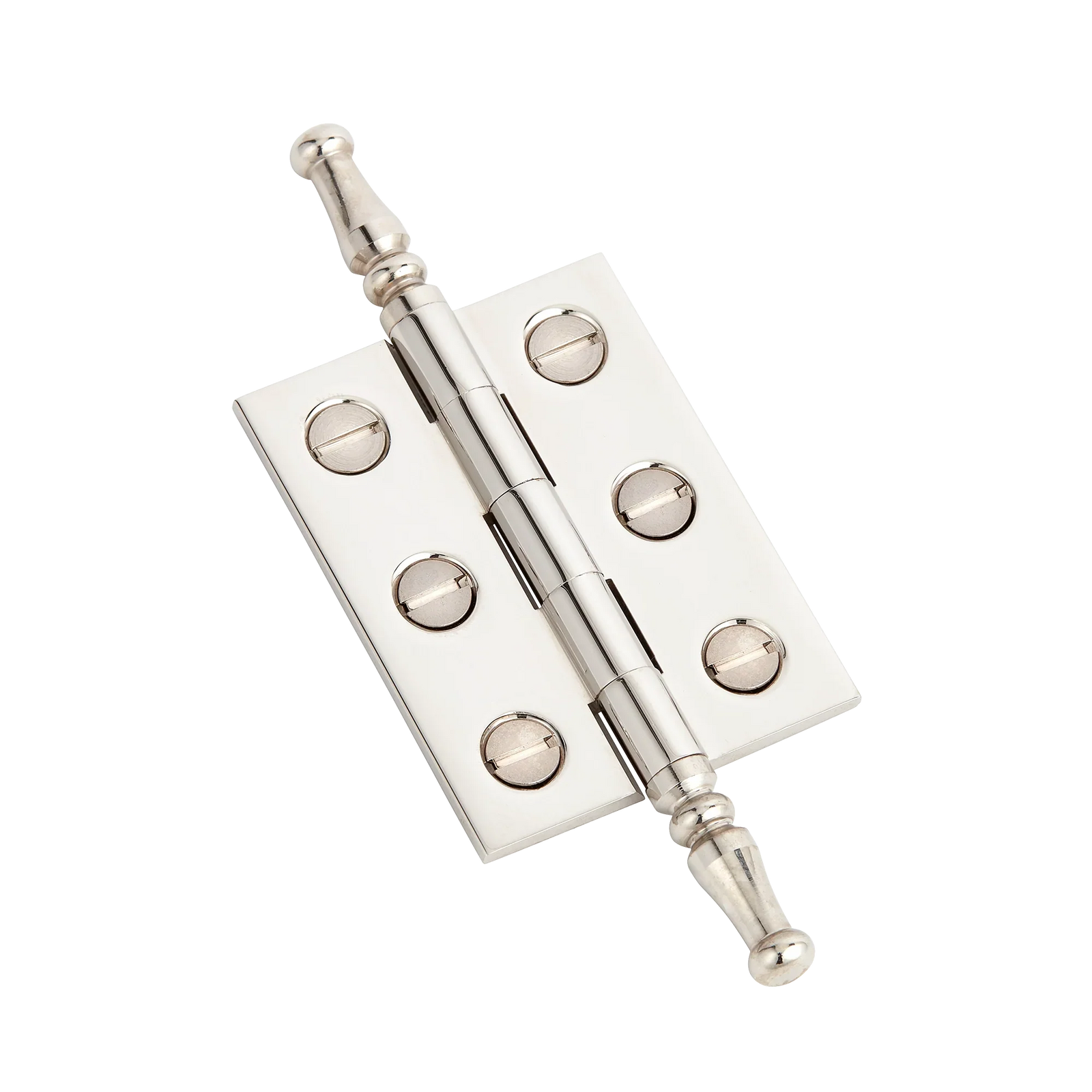 Armac Martin 2300 (Pair of) Brass Hinge with Steeple Finials and Slotted Screws in 50mm / Polished Nickel Plate