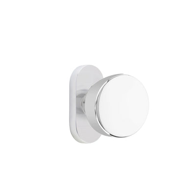 Emtek Laurent Knob with Oval Stretto 1-1/2" x 3" in Polished Chrome