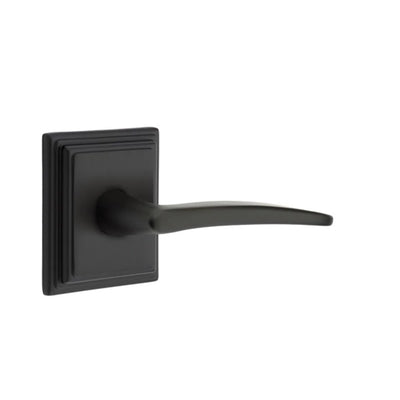 Emtek Poseidon Lever with Wilshire Rosette in Flat Black