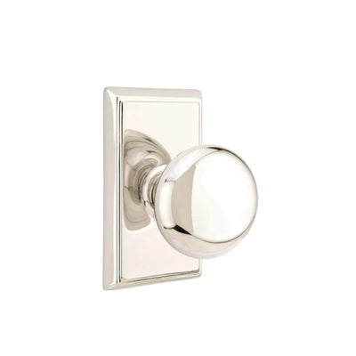 Emtek Providence Knob with Rectangular Rosette in Polished Nickel