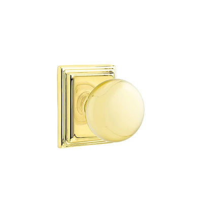 Emtek Providence Knob with Wilshire Rosette in Polished Brass