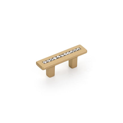 Schaub SkyeVale 1-1/4" C-C Crystal Pull in Signature Satin Brass