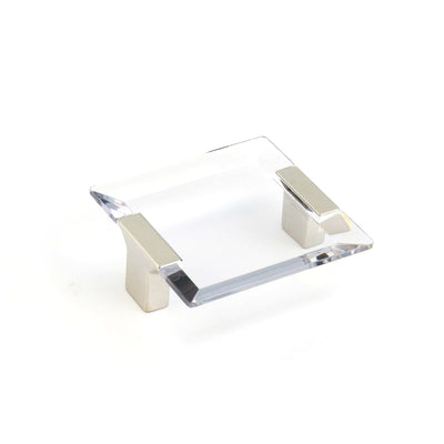 Schaub Positano 2-1/2" C-C Square Pull in Satin Nickel with Clear Glass