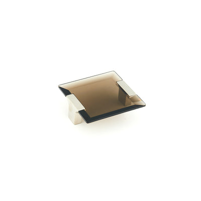 Schaub Positano 2-1/2" C-C Square Pull in Satin Nickel with Smoke Glass