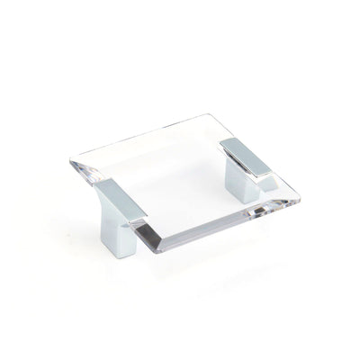 Schaub Positano 2-1/2" C-C Square Pull in Polished Chrome with Clear Glass