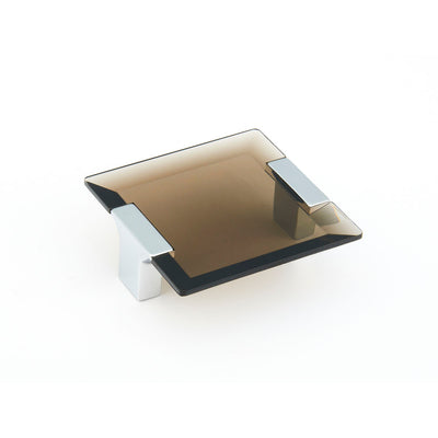 Schaub Positano 2-1/2" C-C Square Pull in Polished Chrome with Smoke Glass