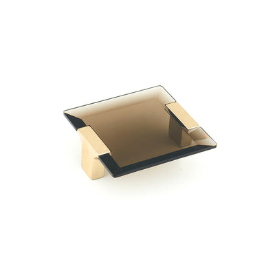 Schaub Positano 2-1/2" C-C Square Pull in Signature Satin Brass with Smoke Glass