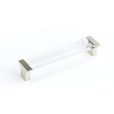 Schaub Positano 5-1/16" C-C Pull in Satin Nickel with Clear Glass
