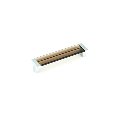 Schaub Positano 5-1/16" C-C Pull in Satin Nickel with Smoke Glass