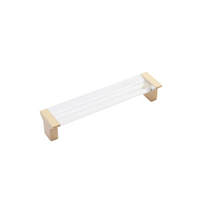Schaub Positano 5-1/16" C-C Pull in Signature Satin Brass with Clear Glass