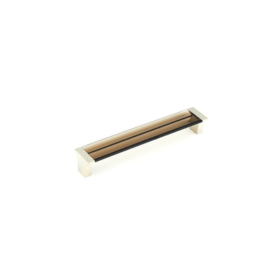 Schaub Positano 6-5/16" C-C Pull in Satin Nickel with Smoke Glass