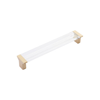 Schaub Positano 6-5/16" C-C Pull in Signature Satin Brass with Clear Glass