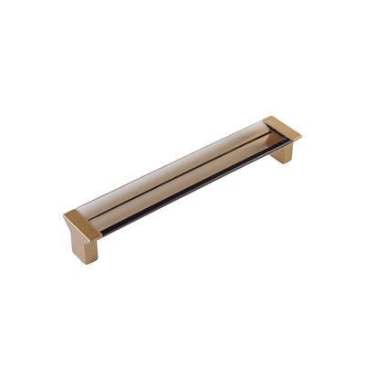 Schaub Positano 6-5/16" C-C Pull in Signature Satin Brass with Smoke Glass