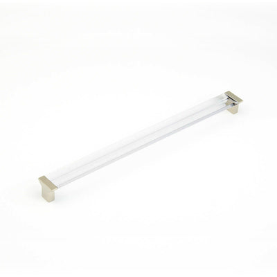 Schaub Positano 12-5/8" C-C Pull in Satin Nickel with Clear Glass