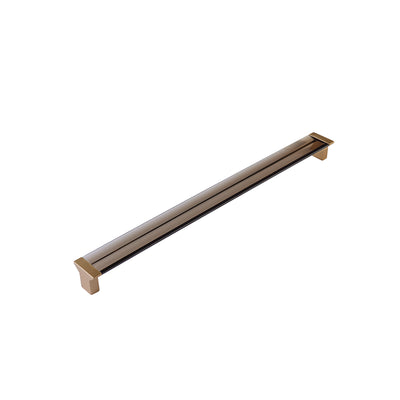 Schaub Positano 12-5/8" C-C Pull in Signature Satin Brass with Smoke Glass