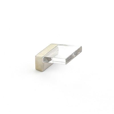 Schaub Positano 1/2" C-C Finger Pull in Satin Nickel with Clear Glass