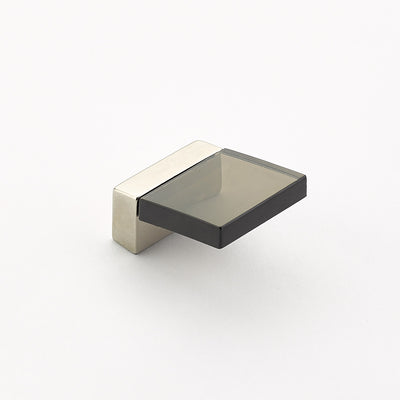 Schaub Positano 1/2" C-C Finger Pull in Satin Nickel with Smoke Glass