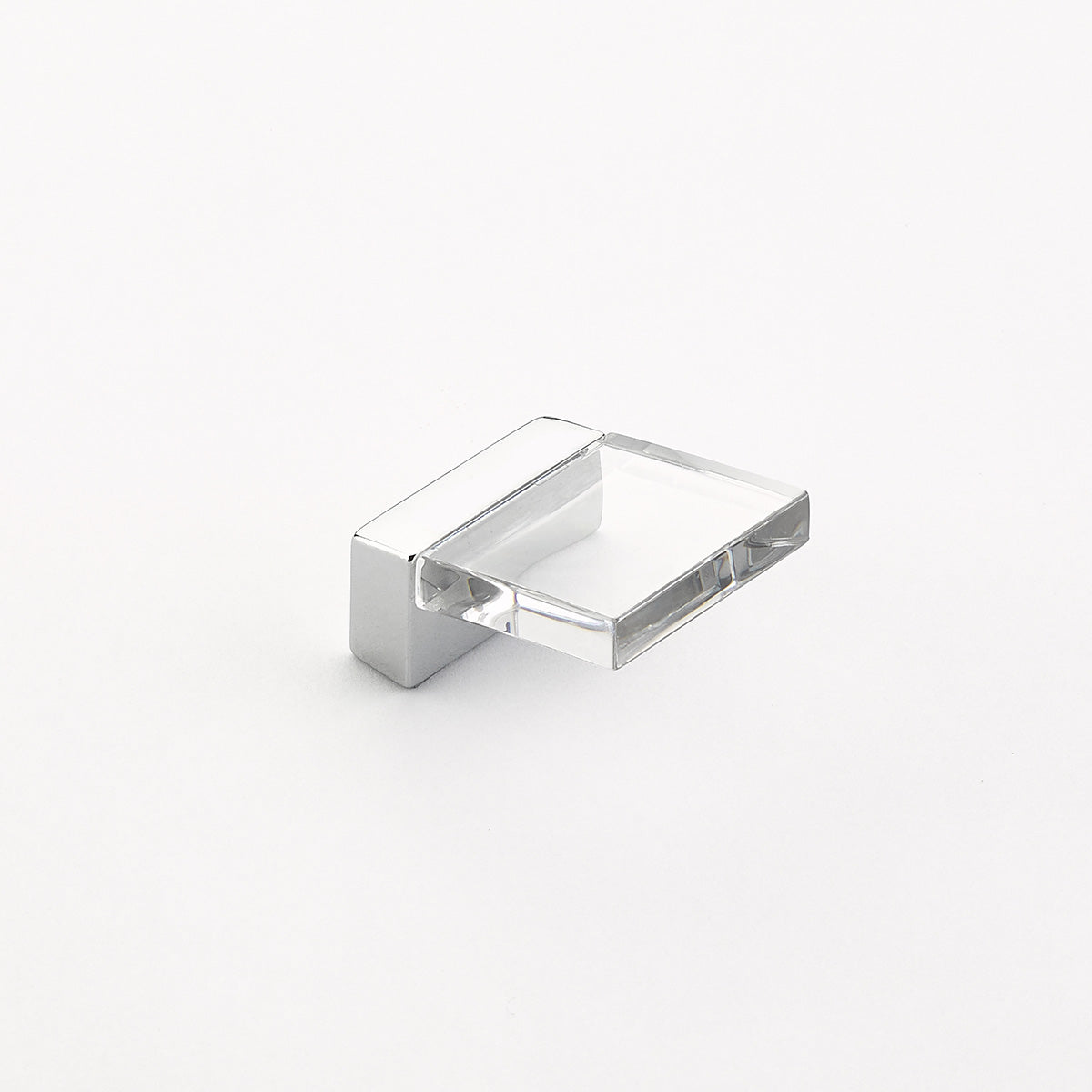 Schaub Positano 1/2" C-C Finger Pull in Polished Chrome with Clear Glass
