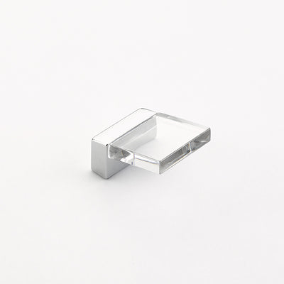 Schaub Positano 1/2" C-C Finger Pull in Polished Chrome with Clear Glass