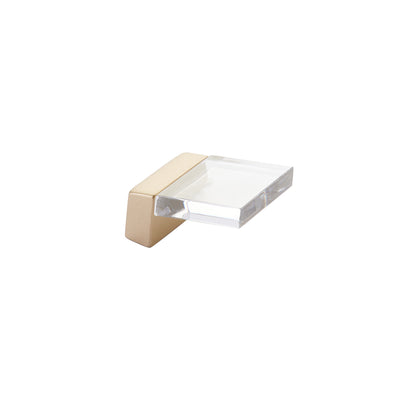 Schaub Positano 1/2" C-C Finger Pull in Signature Satin Brass with Clear Glass
