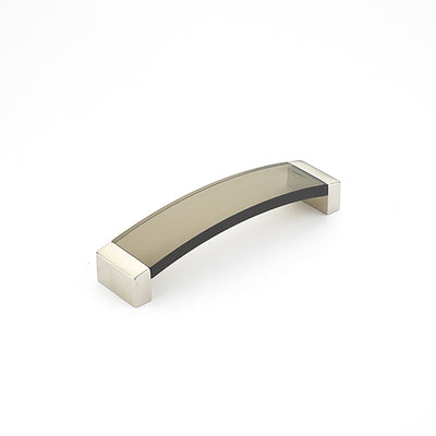 Schaub Positano 5-1/16" C-C Arched Pull in Satin Nickel with Smoke Glass