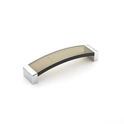 Schaub Positano 5-1/16" C-C Arched Pull in Polished Chrome with Smoke Glass