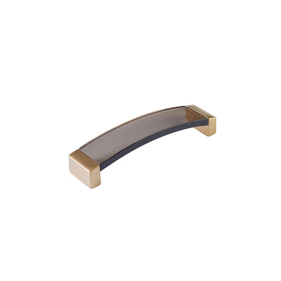 Schaub Positano 5-1/16" C-C Arched Pull in Signature Satin Brass with Smoke Glass