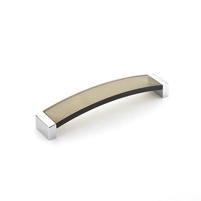 Schaub Positano 8-3/4" C-C Arched Pull in Polished Chrome with Smoke Glass