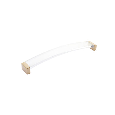 Schaub Positano 8-3/4" C-C Arched Pull in Signature Satin Brass with Clear Glass