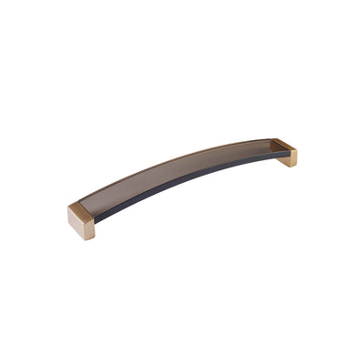 Schaub Positano 8-3/4" C-C Arched Pull in Signature Satin Brass with Smoke Glass