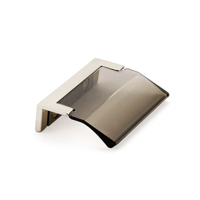 Schaub Positano 1-1/4" C-C Edge Pull in Satin Nickel with Smoke Glass