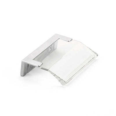 Schaub Positano 1-1/4" C-C Edge Pull in Polished Chrome with Clear Glass