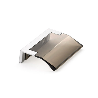 Schaub Positano 1-1/4" C-C Edge Pull in Polished Chrome with Smoke Glass