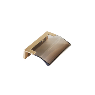 Schaub Positano 1-1/4" C-C Edge Pull in Signature Satin Brass with Smoke Glass
