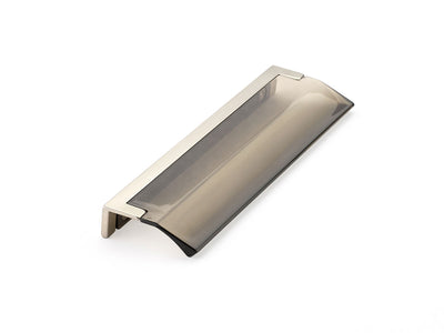 Schaub Positano 5-1/16" C-C Edge Pull in Satin Nickel with Smoke Glass