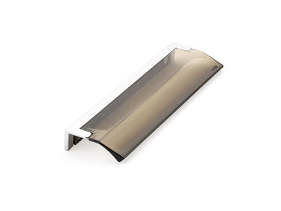 Schaub Positano 5-1/16" C-C Edge Pull in Polished Chrome with Smoke Glass