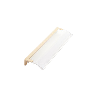 Schaub Positano 5-1/16" C-C Edge Pull in Signature Satin Brass with Clear Glass